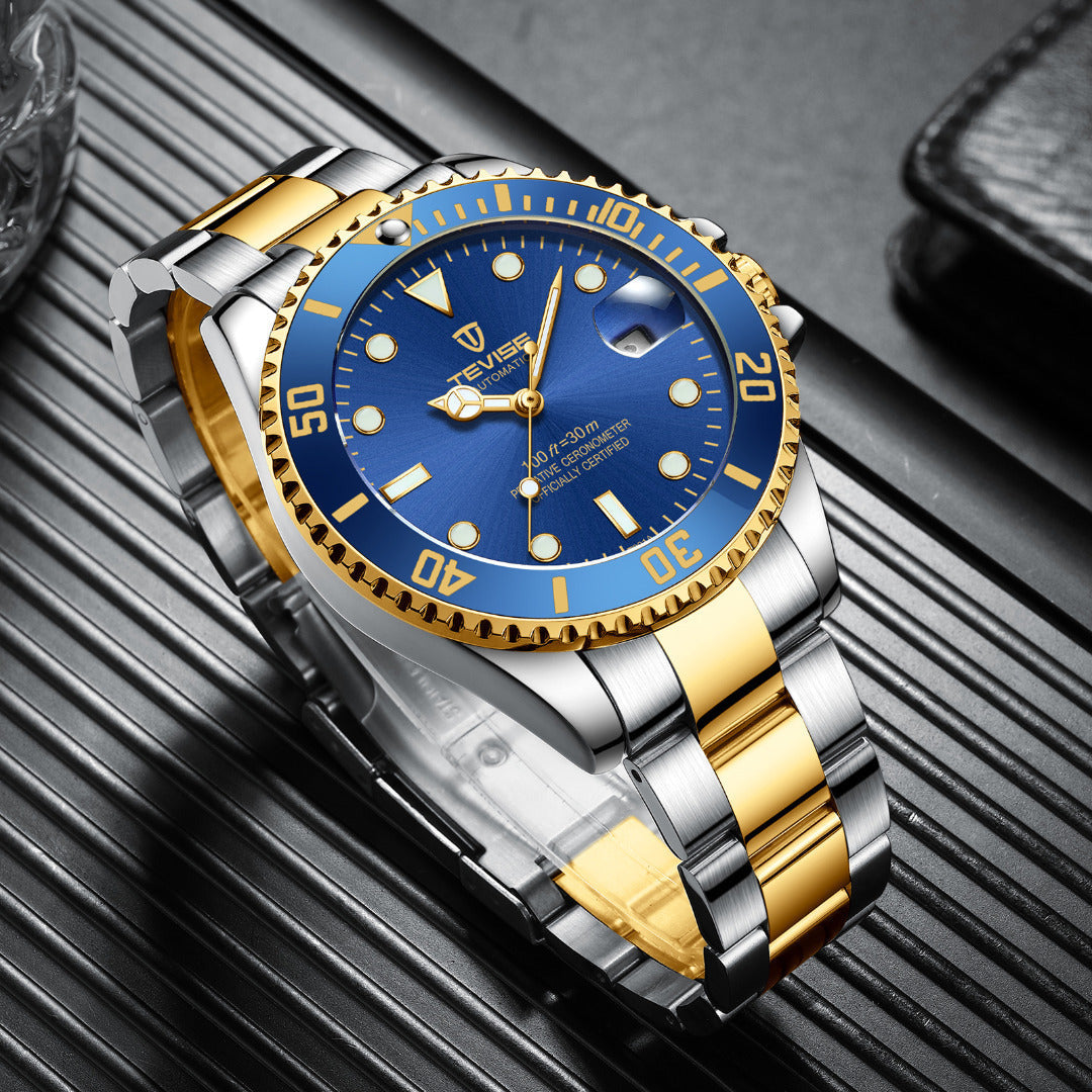 TEVISE Tribute Automatic Two Tone/Blue Watch