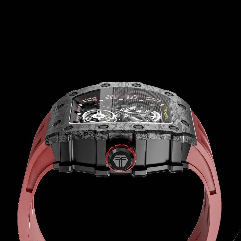 TSAR BOMBA Carbon Fiber Men's Automatic Watch TB8208CF-02 Red