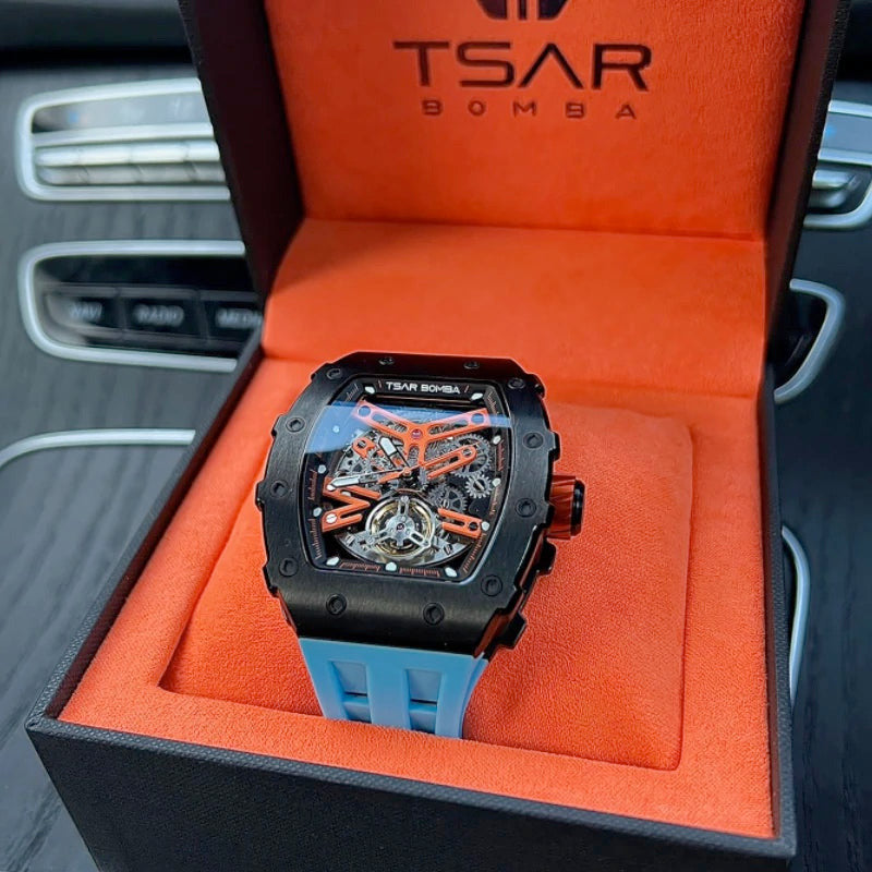 TSAR BOMBA Men's Automatic Watch TB8208A Black Edition / Blue
