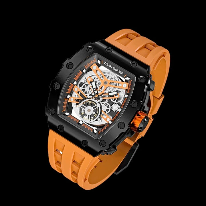 TSAR BOMBA Men's Automatic Watch TB8208A-01 Black / Orange