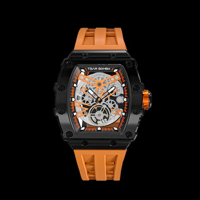 TSAR BOMBA Men's Automatic Watch TB8208A-01 Black / Orange