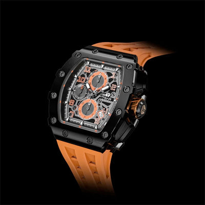 TSAR BOMBA Quartz Waterproof Watch TB8204Q-12 / Black / Orange