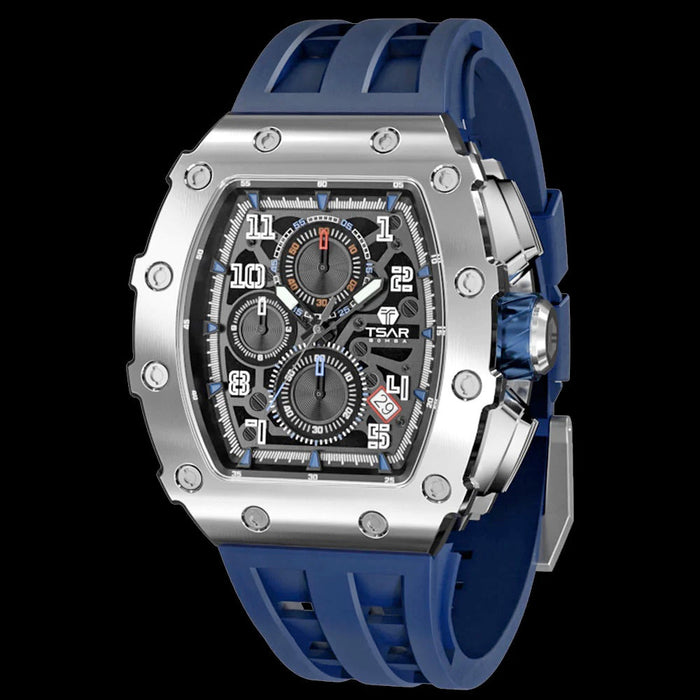 TSAR BOMBA Quartz Waterproof Watch TB8204Q-02 / Silver / Blue