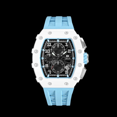 TSAR BOMBA Ceramic Quartz Waterproof Watch TB8204C / White / Baby Blue