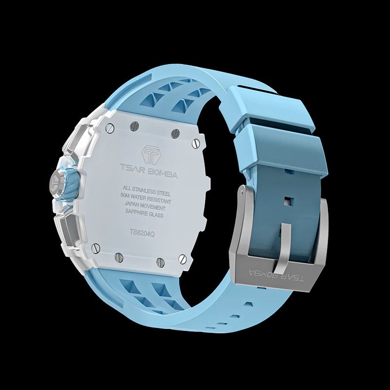 TSAR BOMBA Ceramic Quartz Waterproof Watch TB8204C / White / Baby Blue