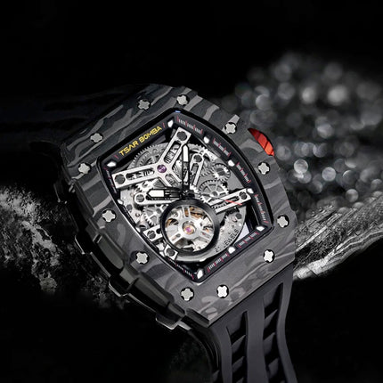 TSAR BOMBA Carbon Fiber Men's Automatic Watch TB8208CFN Black