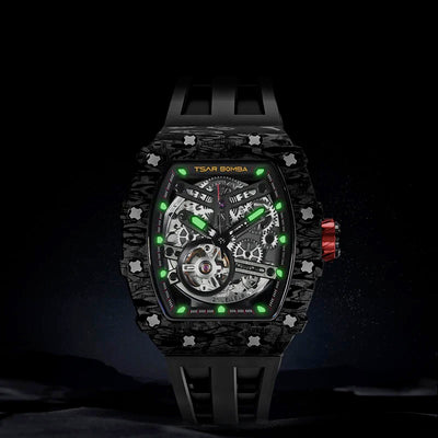 TSAR BOMBA Carbon Fiber Men's Automatic Watch TB8208CFN Black