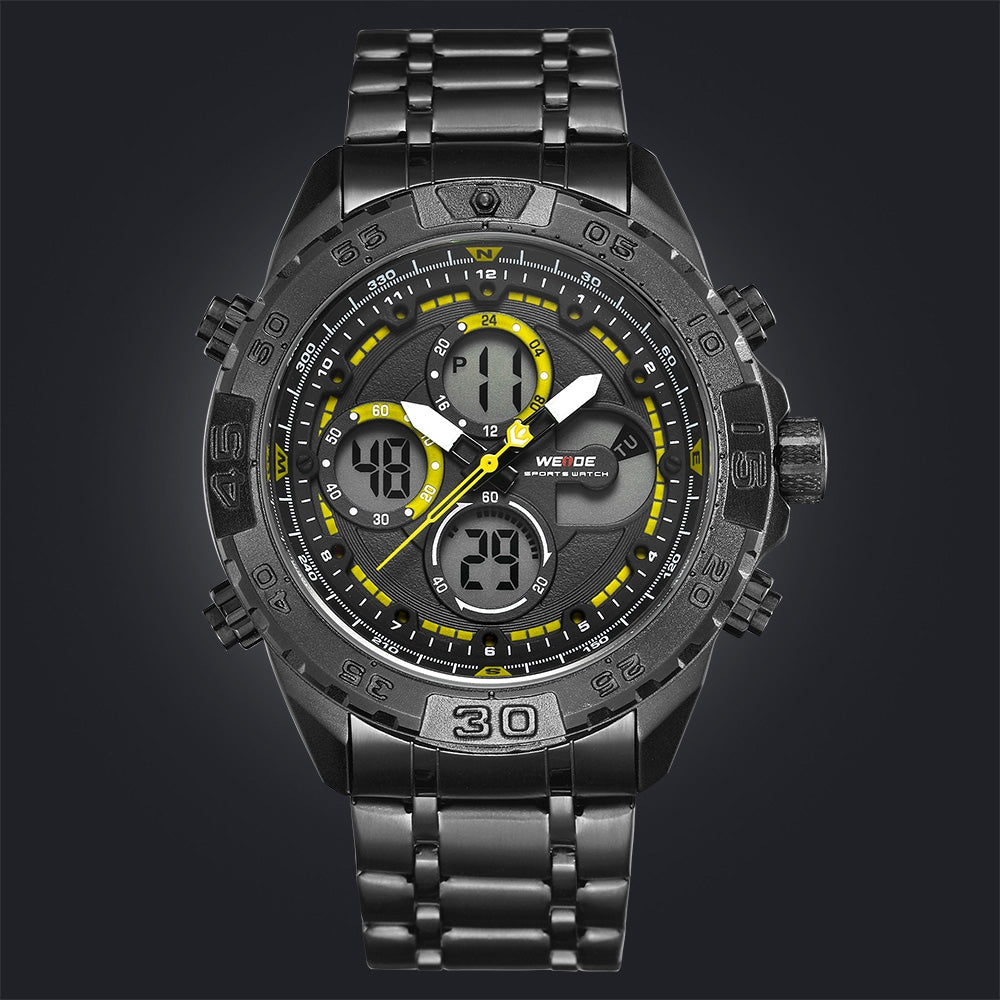 WEIDE Andromeda Ion Black Yellow Trim Watch