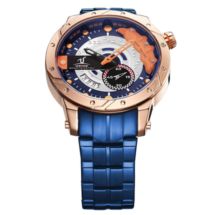 WEIDE Brake Steel Ionic Blue Fireball Watch