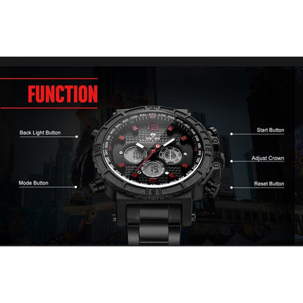 WEIDE Dual Time World City Black/Red Watch