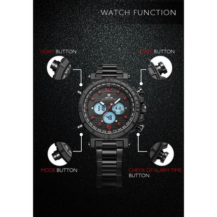 WEIDE Dual Time World City Black/Red Watch