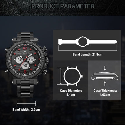 WEIDE Dual Time World City Black/Red Watch
