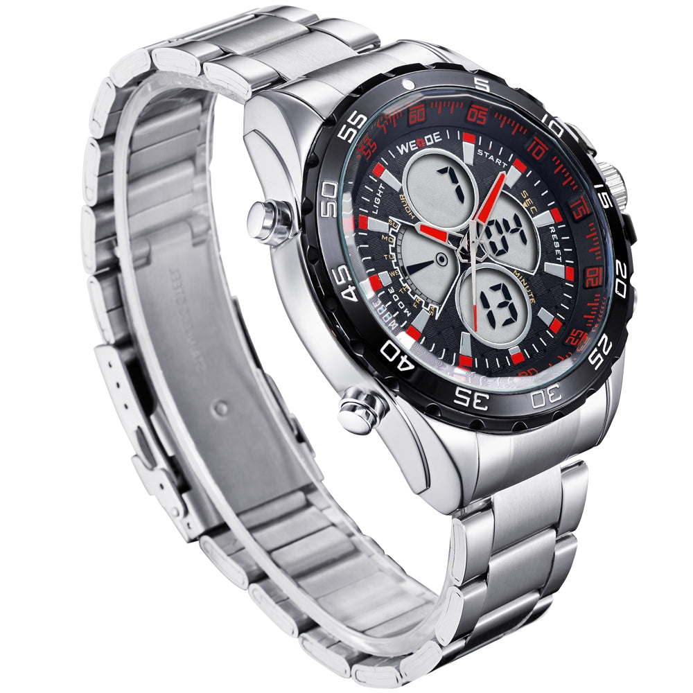 WEIDE Electro Dual Time Steel Black/Red Watch