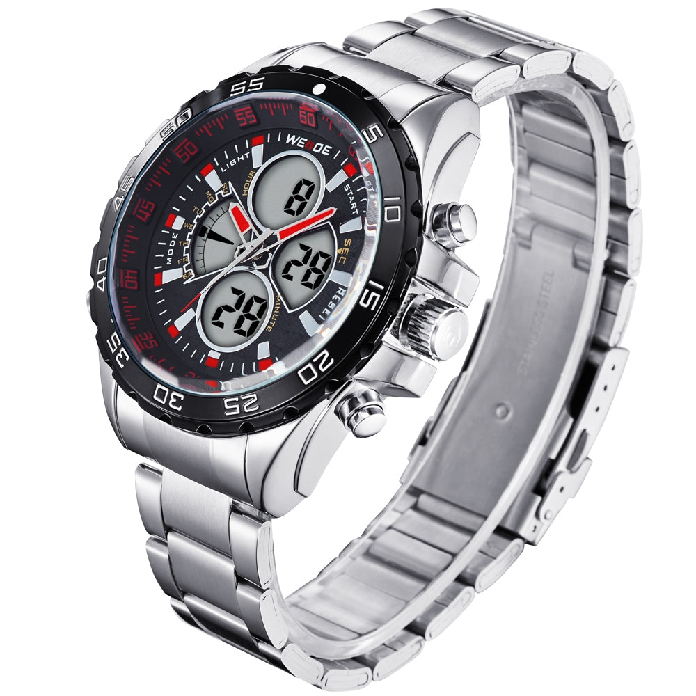 WEIDE Electro Dual Time Steel Black/Red Watch