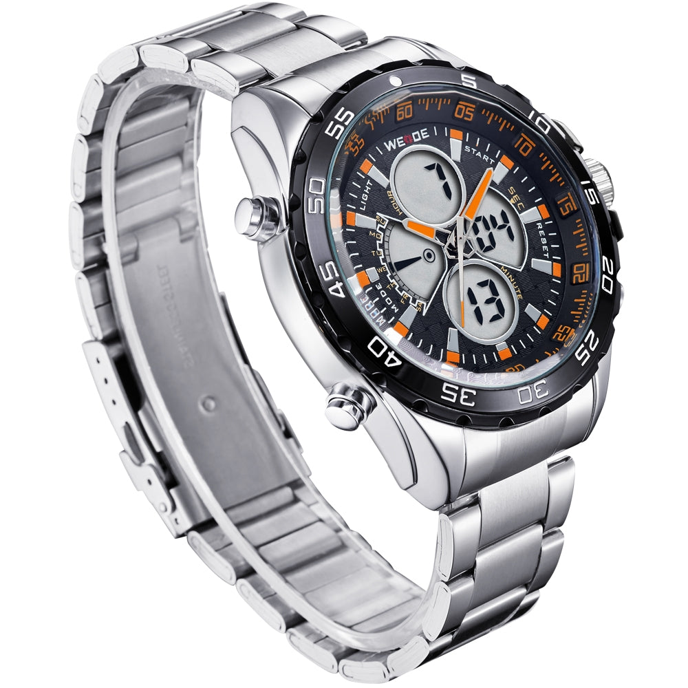 WEIDE Electro Dual Time Steel Black/Orange Watch