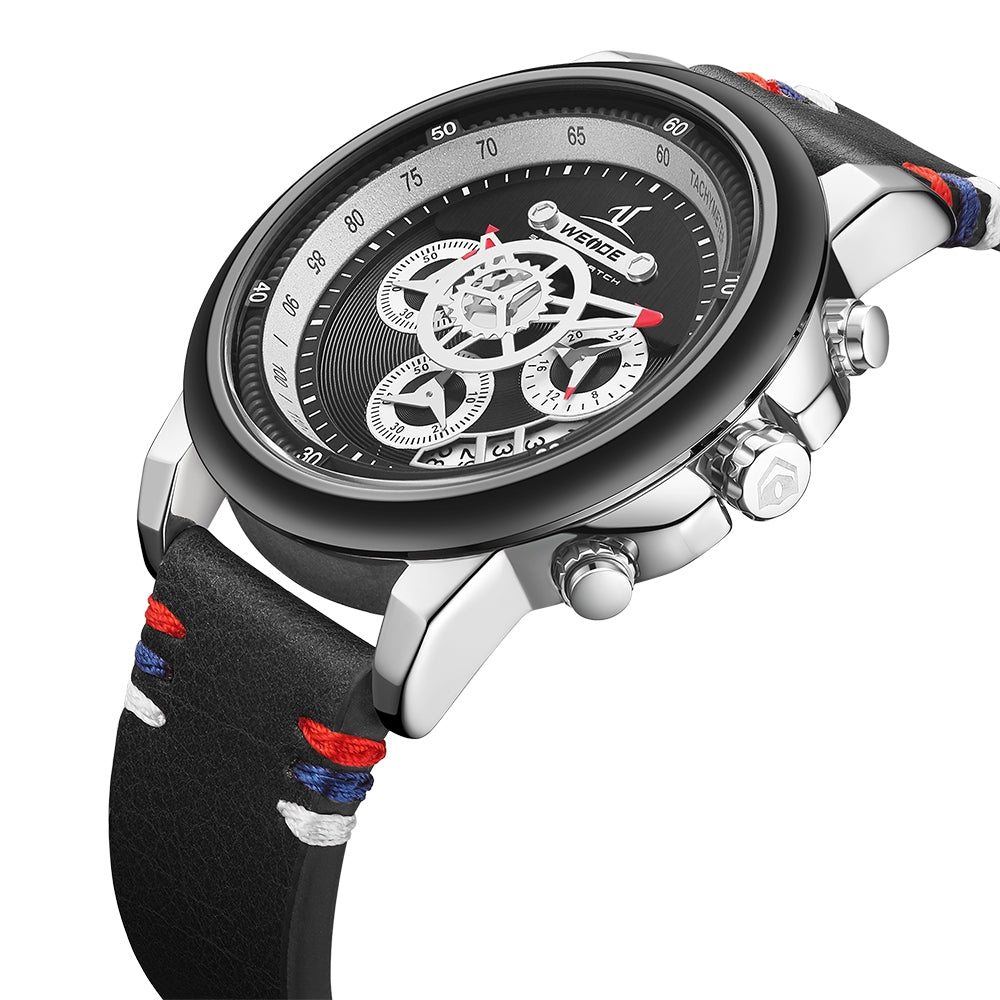 WEIDE Europa Chronograph Leather Black Watch