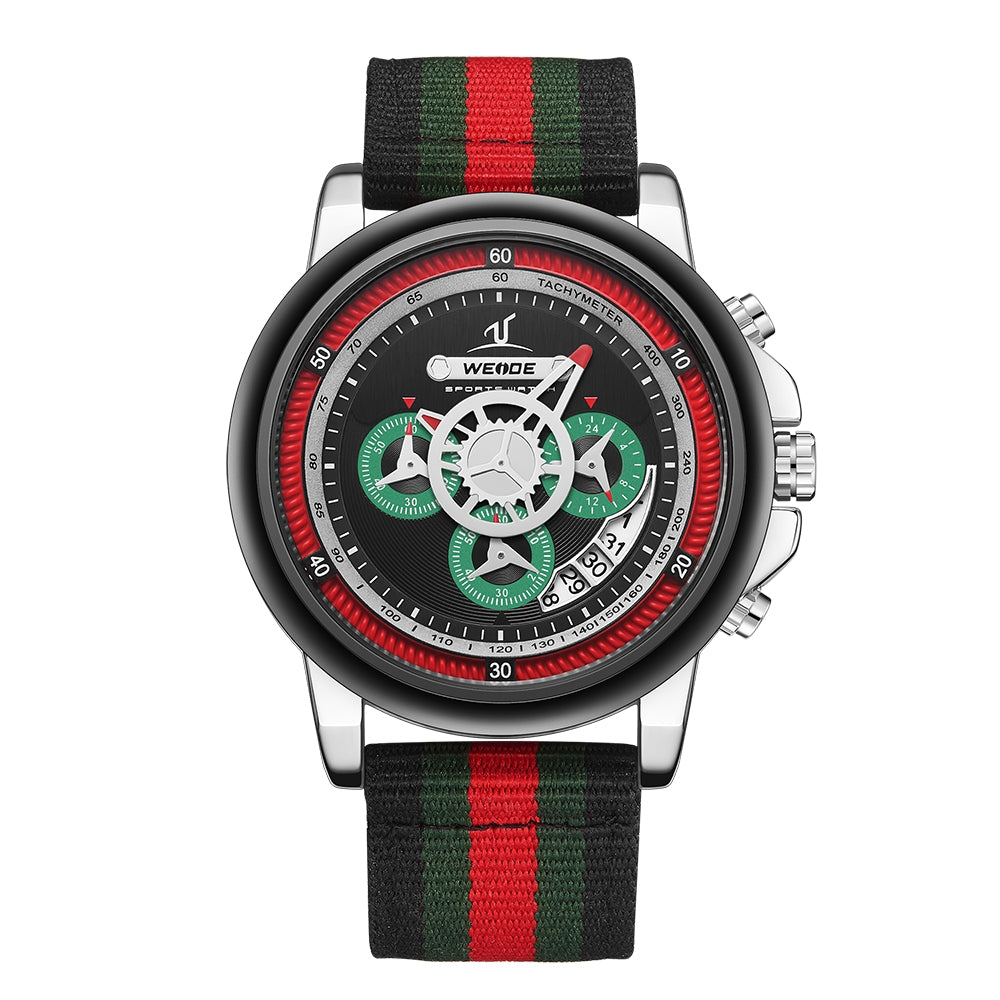 WEIDE Europa Chronograph Nylon Dark Green/Red Watch