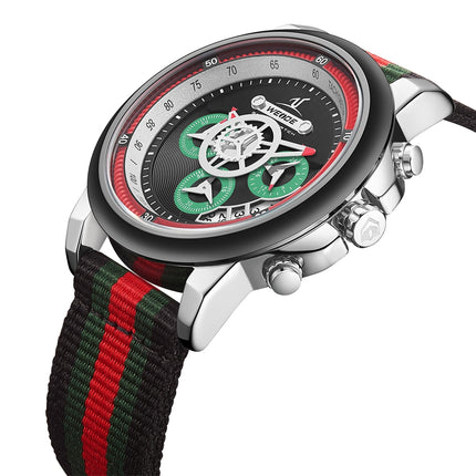 WEIDE Europa Chronograph Nylon Dark Green/Red Watch