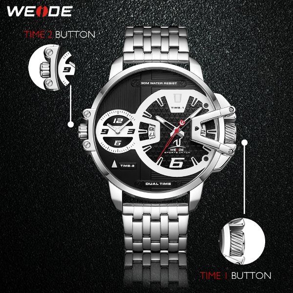 WEIDE Gigantaur 50mm Ion Steel Red Trim Watch