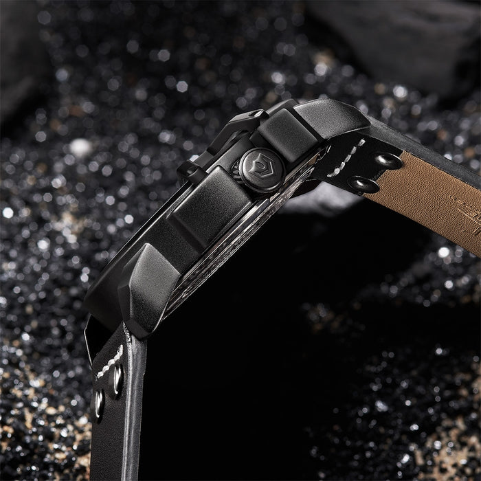 WEIDE Gigantaur 50mm Leather Black/Yellow Watch