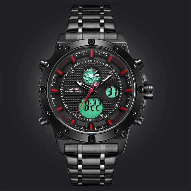 WEIDE Goblin Ion Steel Red Trim Watch