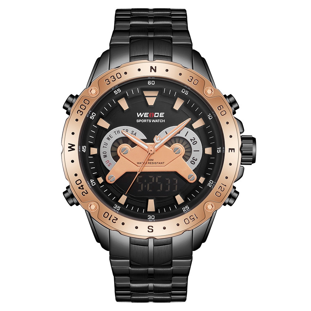 WEIDE Grenade Steel Black/Rose Gold Watch