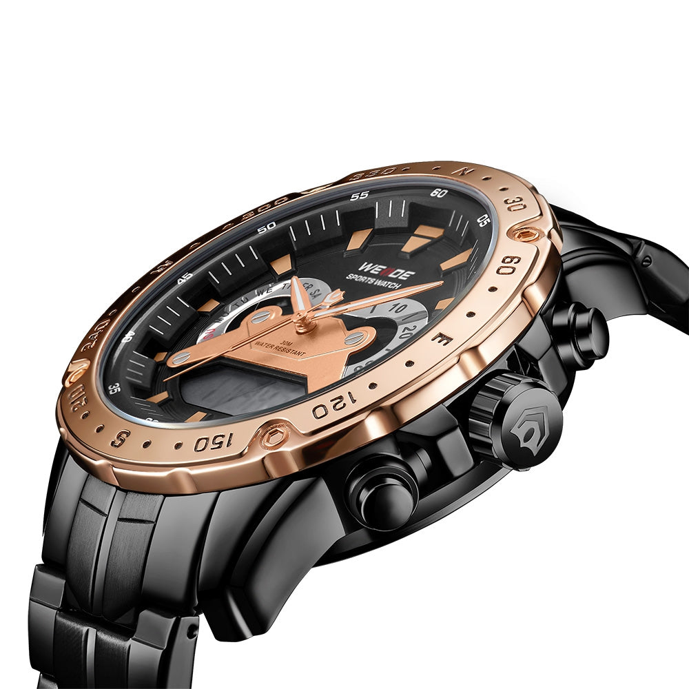 WEIDE Grenade Steel Black/Rose Gold Watch