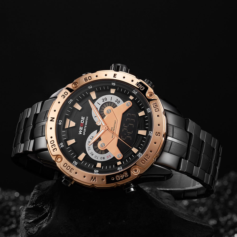 WEIDE Grenade Steel Black/Rose Gold Watch