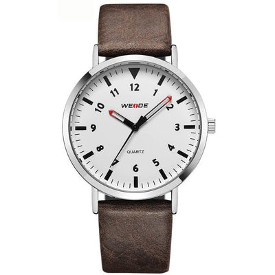 WEIDE Classic Quartz 40mm Leather Brown/White Watch