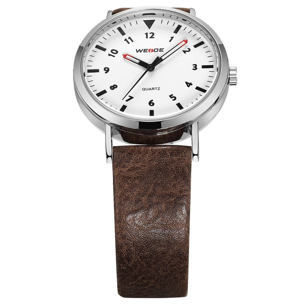 WEIDE Classic Quartz 40mm Leather Brown/White Watch