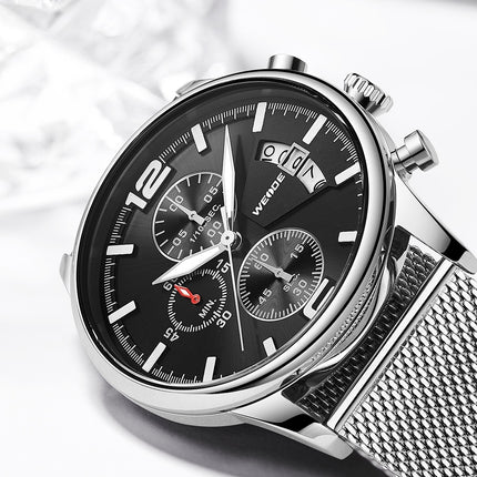 WEIDE Race Milanese Silver/Black Watch