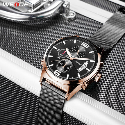 WEIDE Race Milanese Rose Gold/Black Watch