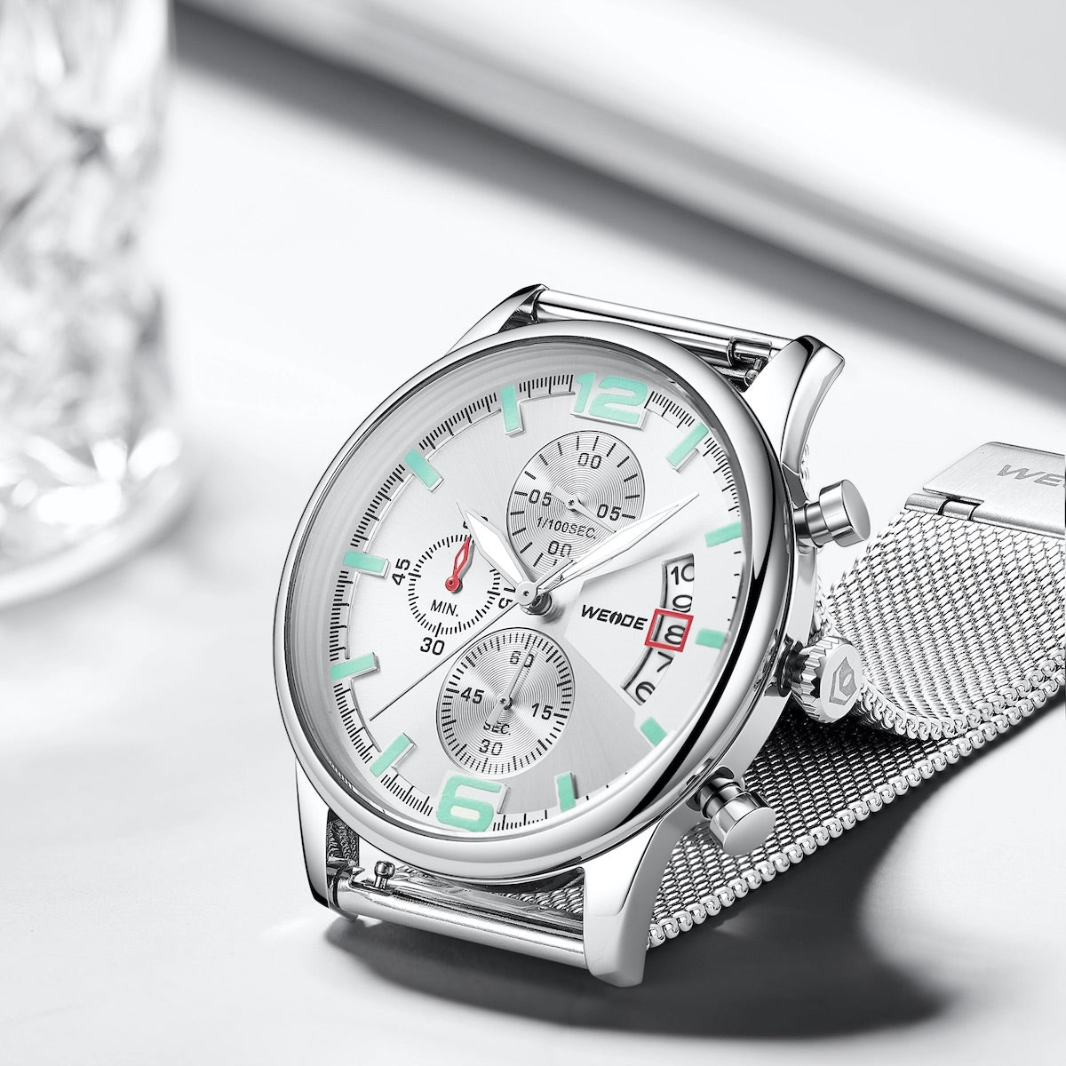 WEIDE Race Milanese Silver/White Watch