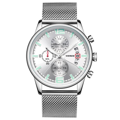 WEIDE Race Milanese Silver/White Watch