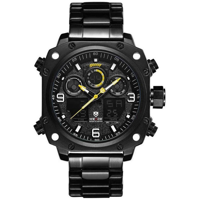WEIDE Delta Ion Steel Black/Yellow Watch