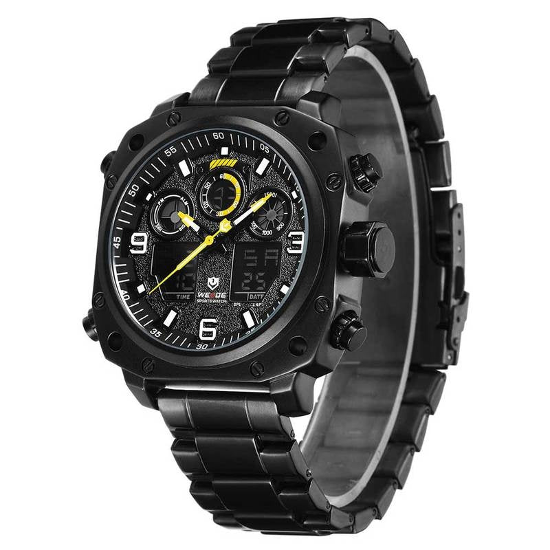 WEIDE Delta Ion Steel Black/Yellow Watch