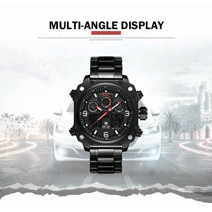 WEIDE Delta Ion Steel Black/Red Watch