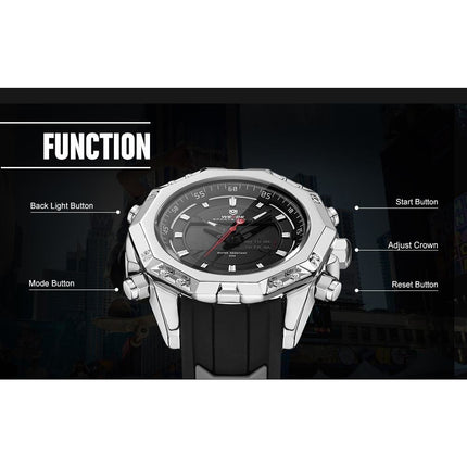 WEIDE Powerhouse Dual Time Black/Silver Watch