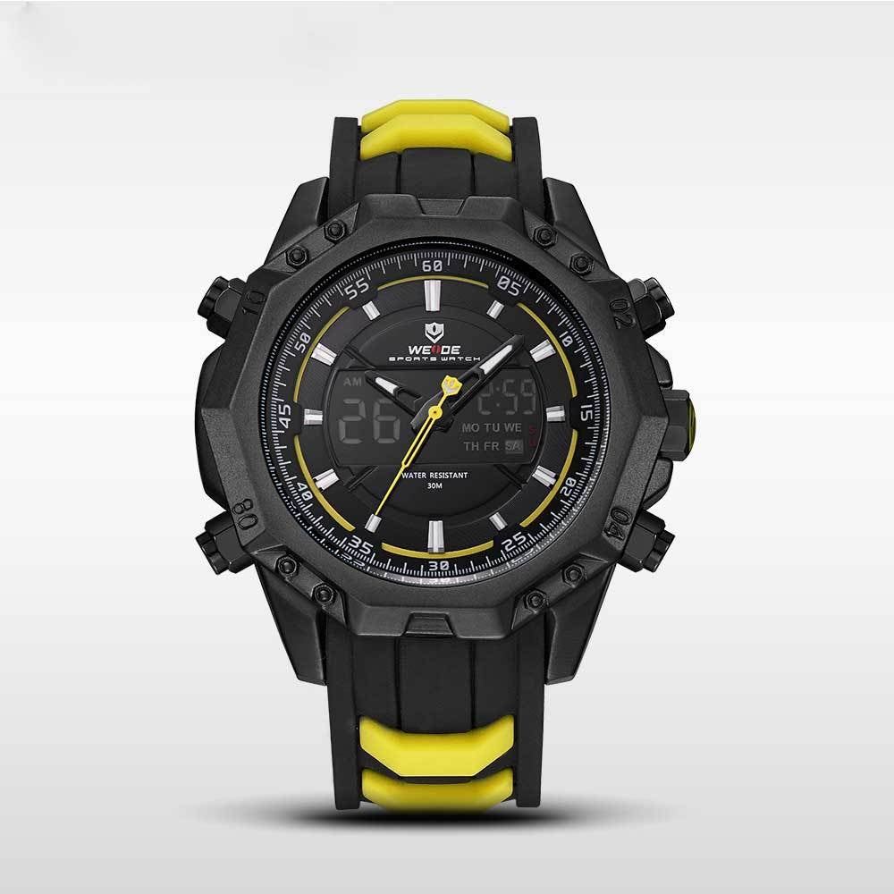 WEIDE Powerhouse Dual Time Black/Yellow Edition Watch