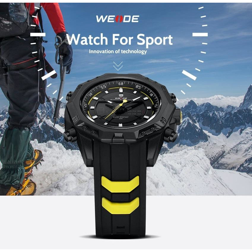 WEIDE Powerhouse Dual Time Black/Yellow Edition Watch