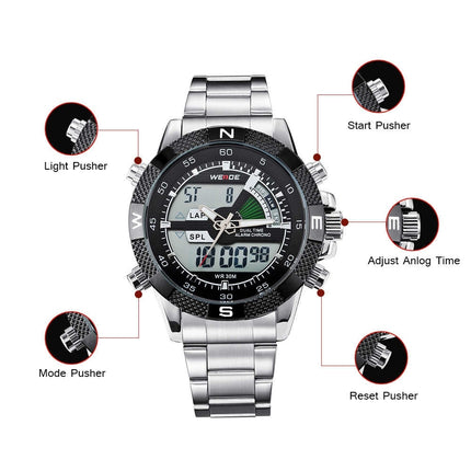 WEIDE Rainmaker Sport Steel Infused Rose Gold Trim Watch