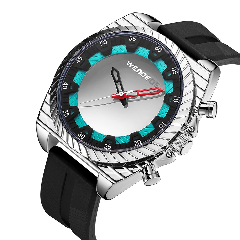 WEIDE Flash UV Black Silicone Watch