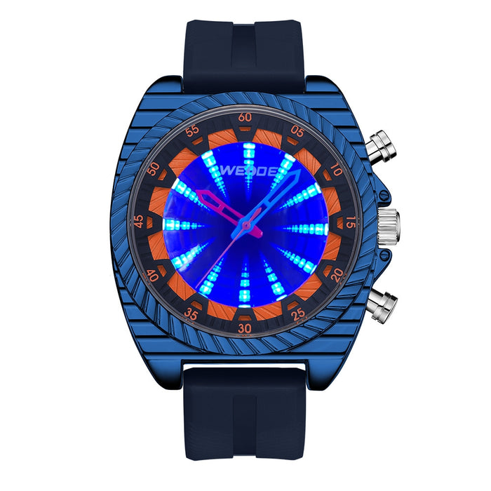 WEIDE Flash UV Blue Silicone Watch