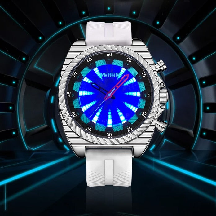 WEIDE Flash UV Black Silicone Watch