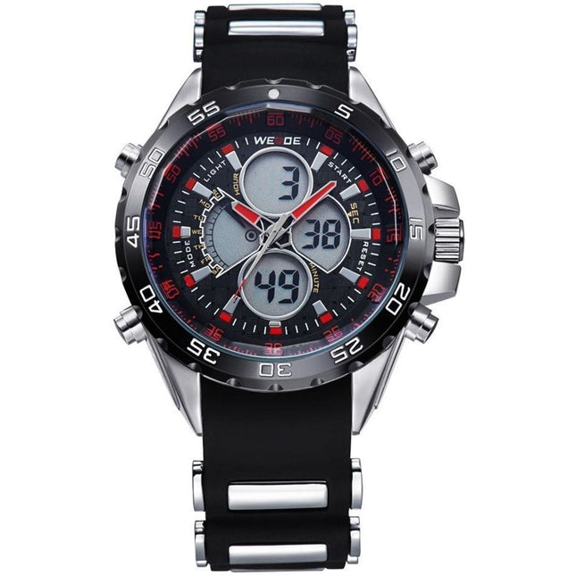 WEIDE Electro Dual Time Steel Infused Black/Red Watch