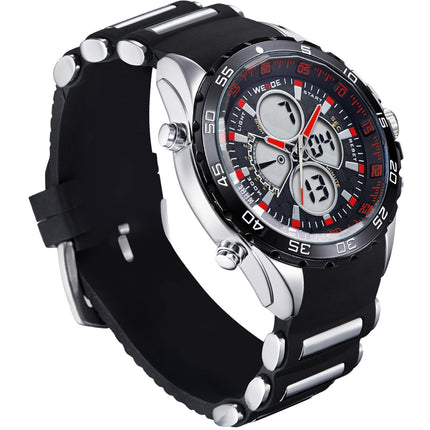 WEIDE Electro Dual Time Steel Infused Black/Red Watch