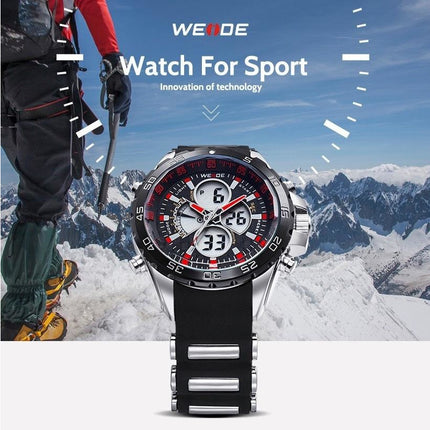 WEIDE Electro Dual Time Steel Infused Black/Red Watch