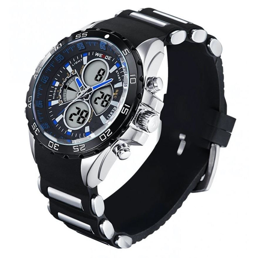 WEIDE Electro Dual Time Steel Infused Black/Blue Watch