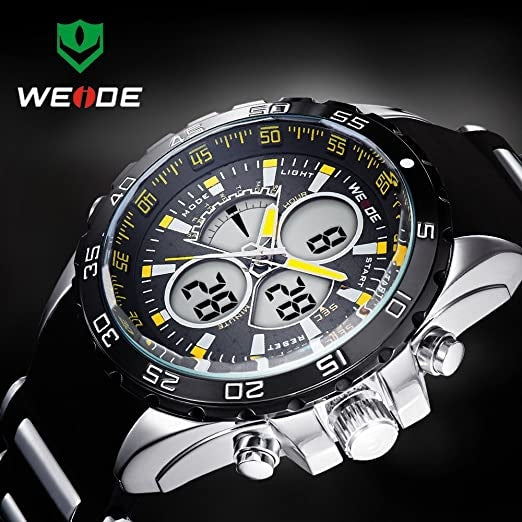 WEIDE Electro Dual Time Steel Infused Black/Yellow Watch