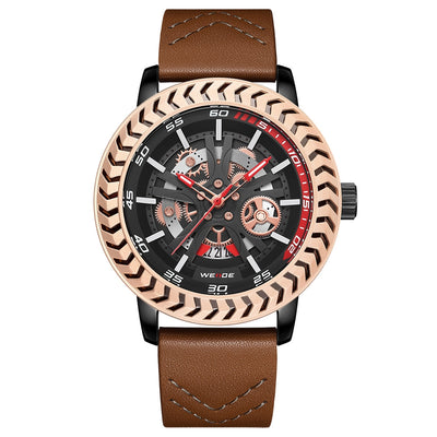 WEIDE Spoke 45mm Rose Gold/Brown Watch